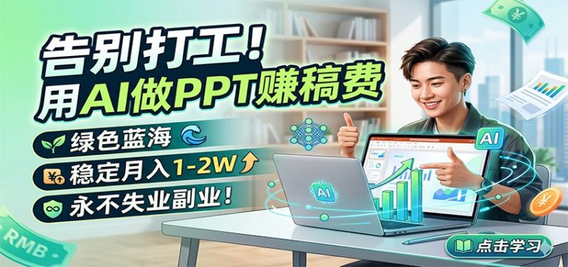 告别打工！用AI做PPT赚稿费，绿色蓝海，稳定月入1-2W，永不失业副业！网赚项目-副业赚钱-互联网创业-资源整合行知网