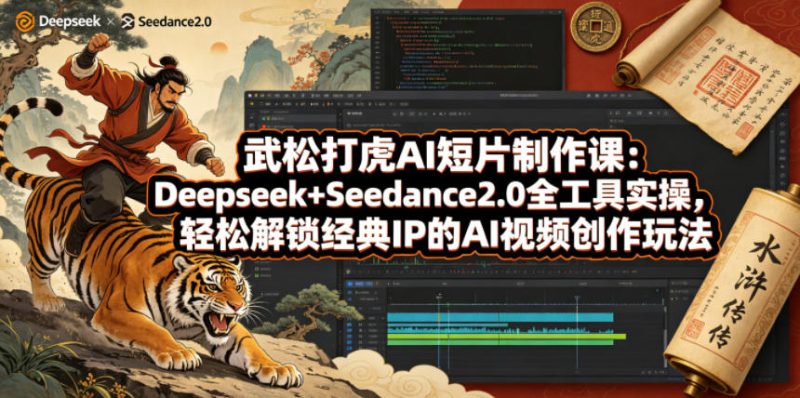 武松打虎AI短片制作课：Deepseek+Seedance2.0全工具实操，轻松解锁经典IP的AI视频创作玩法网赚项目-副业赚钱-互联网创业-资源整合行知网