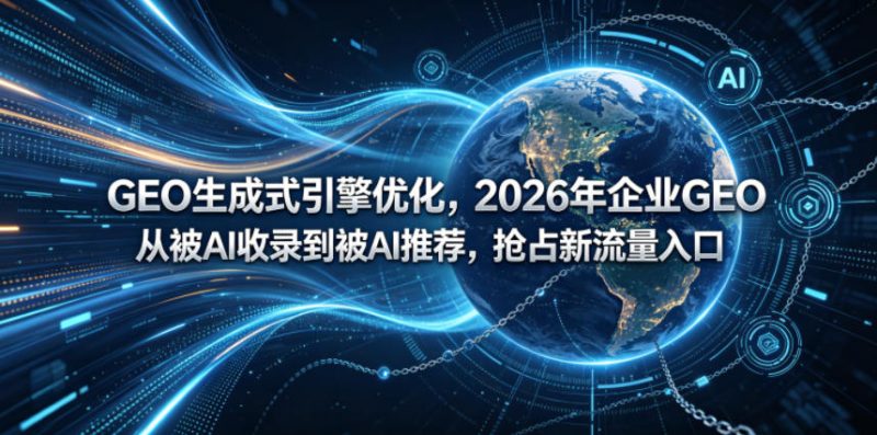 GEO生成式引擎优化，2026年企业GEO从被AI收录到被AI推荐，抢占新流量入口网赚项目-副业赚钱-互联网创业-资源整合行知网