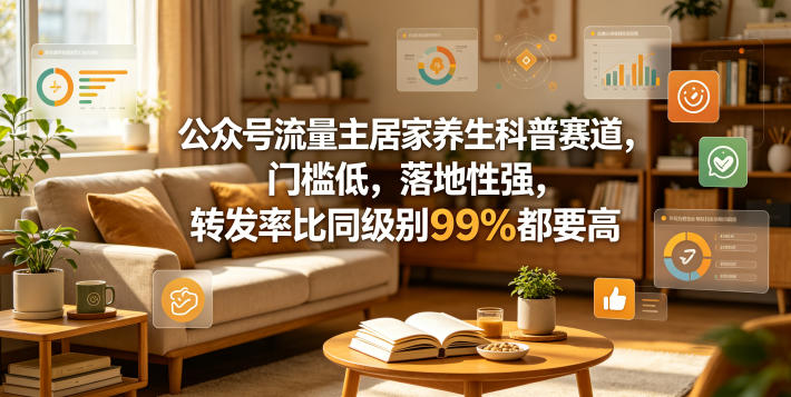 公众号流量主居家养生科普赛道，门槛低，落地性强，转发率比同级别99％都要高网赚项目-副业赚钱-互联网创业-资源整合行知网