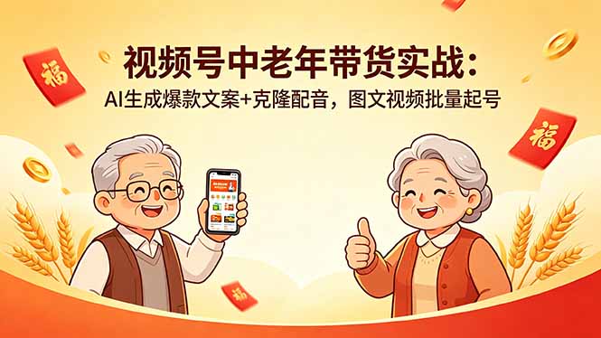 （18396期）视频号中老年带货实战：AI生成爆款文案+克隆配音，图文视频批量起号网赚项目-副业赚钱-互联网创业-资源整合行知网