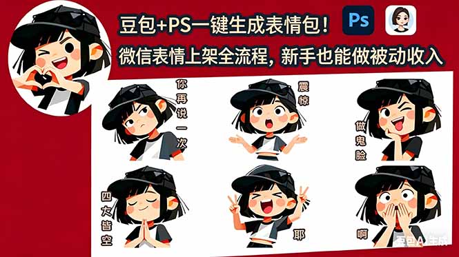 （18402期）豆包+PS一键生成表情包！微信表情上架全流程，新手也能做被动收入网赚项目-副业赚钱-互联网创业-资源整合行知网