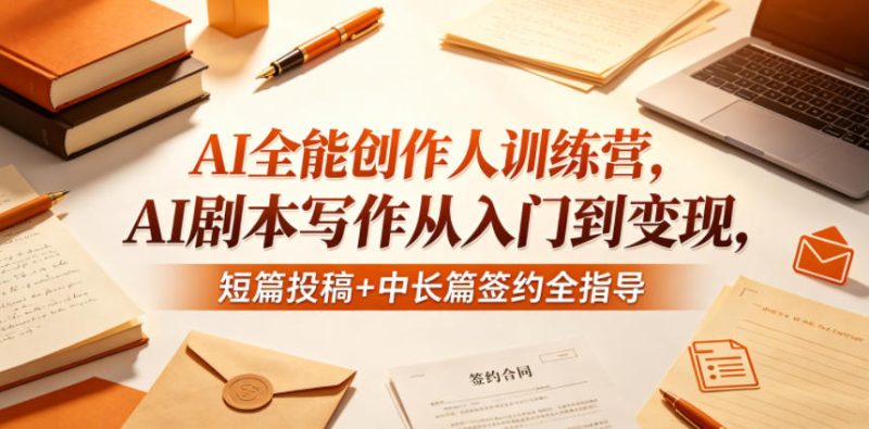 AI全能创作人训练营，AI剧本写作从入门到变现，短篇投稿+中长篇签约全指导网赚项目-副业赚钱-互联网创业-资源整合行知网
