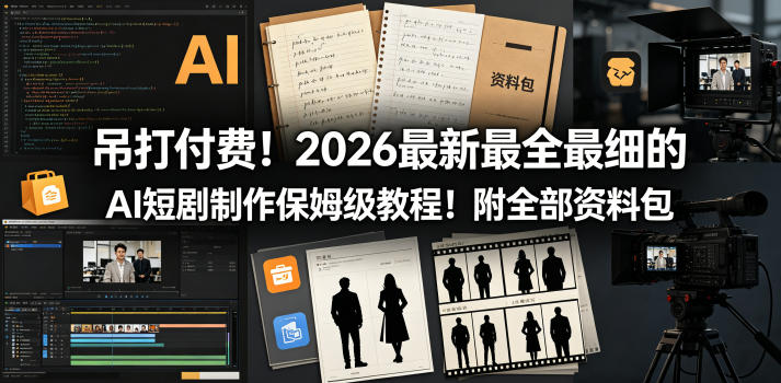 吊打付费！2026最新最全最细的AI短剧制作保姆级教程！附全部资料包网赚项目-副业赚钱-互联网创业-资源整合行知网