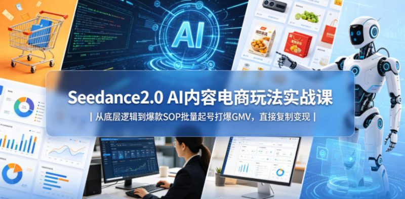 Seedance2.0 AI内容电商玩法实战课｜从底层逻辑到爆款SOP批量起号打爆GMV，直接复制变现网赚项目-副业赚钱-互联网创业-资源整合行知网