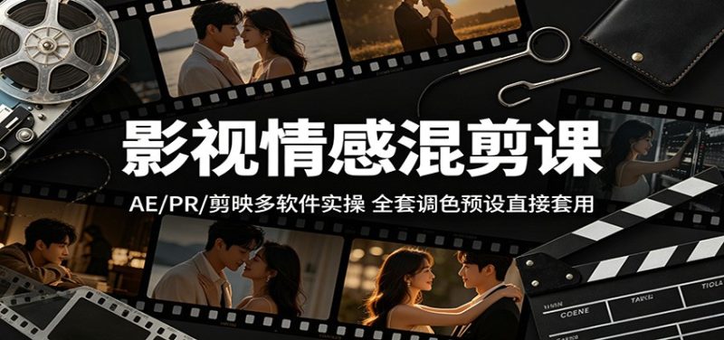 影视情感混剪课：AE/PR/剪映多软件实操，全套调色预设直接套用网赚项目-副业赚钱-互联网创业-资源整合行知网