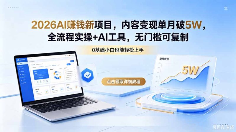 （18476期）2026AI赚钱新项目，内容变现单月破5W，全流程实操+AI工具，无门槛可复制网赚项目-副业赚钱-互联网创业-资源整合行知网